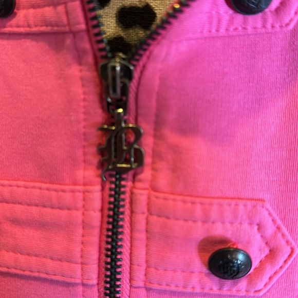 Women’s BCBG pink jacket with hoodie, cross/embellishments, size L - Picture 9 of 14